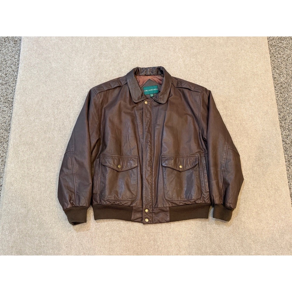 Hill & Archer Jacket. Vintage Size 42 Brown Leather Bomber Jacket.